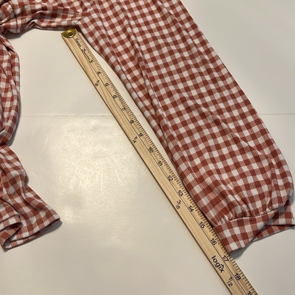 Chicsoul Rust Colored Gingham Print Long Sleeve Dress Size 2X - Picture 6 of 9
